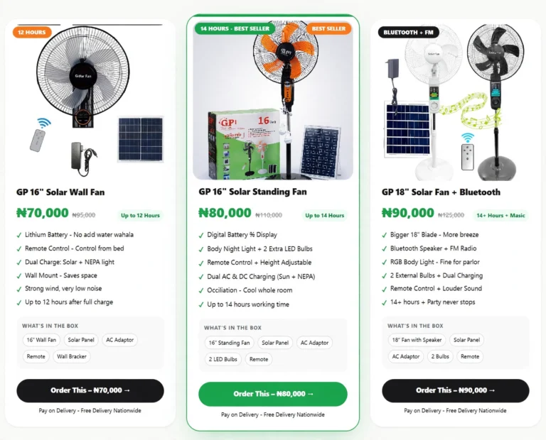 gp solar fans comparison